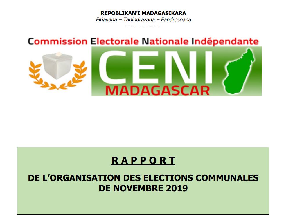RAPPORT DES ELECTIONS COMMUNALES 2019
